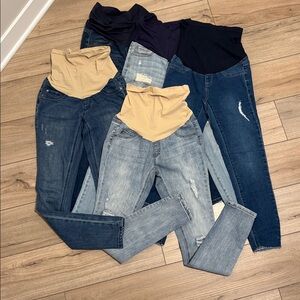 5 Pair Maternity Jeans Bundle – Size (S/M) – Over-Belly Panels